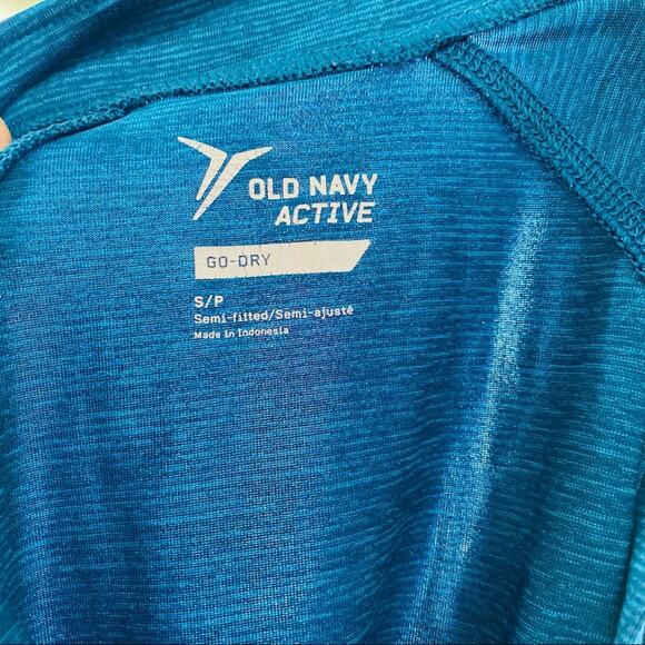 OLD NAVY ACTIVE Navy Blue Stripe Long Sleeve Half Zip Tight Sweater Shirt Gym S - Picture 6 of 8